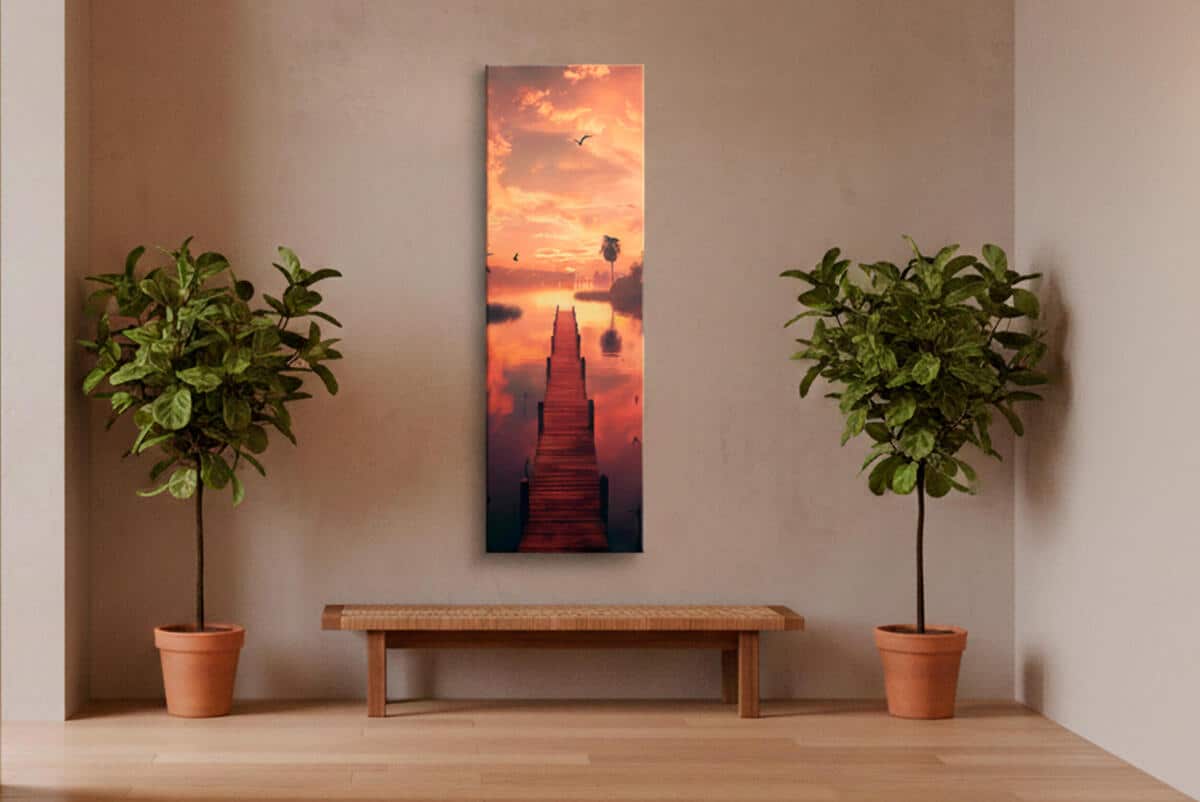 Obraz na Płótnie – Jezioro o Zachodzie Słońca, Krajobraz Tropikalny 94236 - zdjęcie 4