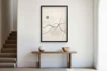 Beżowy Plakat do wnętrz Japandi- Abstrakcyjny Krajobraz Line Art P94249 - miniaturka 2