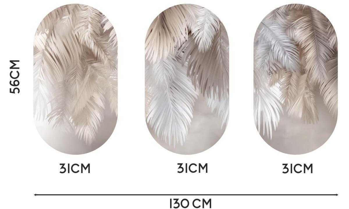 Obraz Boho- Liście Palmowe | Beżowa Dekoracja Ścienna | Elegancki Tryptyk Roślinny 82374 - zdjęcie 6