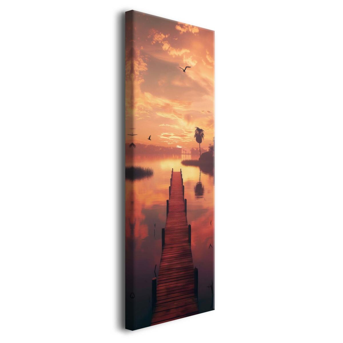 Obraz na Płótnie – Jezioro o Zachodzie Słońca, Krajobraz Tropikalny 94236