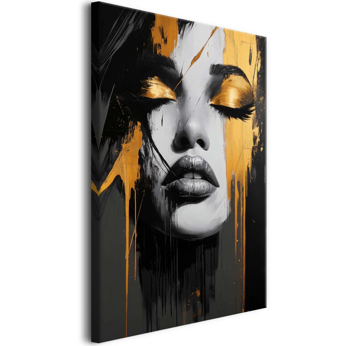 Czarno-Złoty Portret Kobiety | Obraz na Płótnie w Stylu Modern Glamour | Wyjątkowa Dekoracja na ścianę 94053 - zdjęcie 2