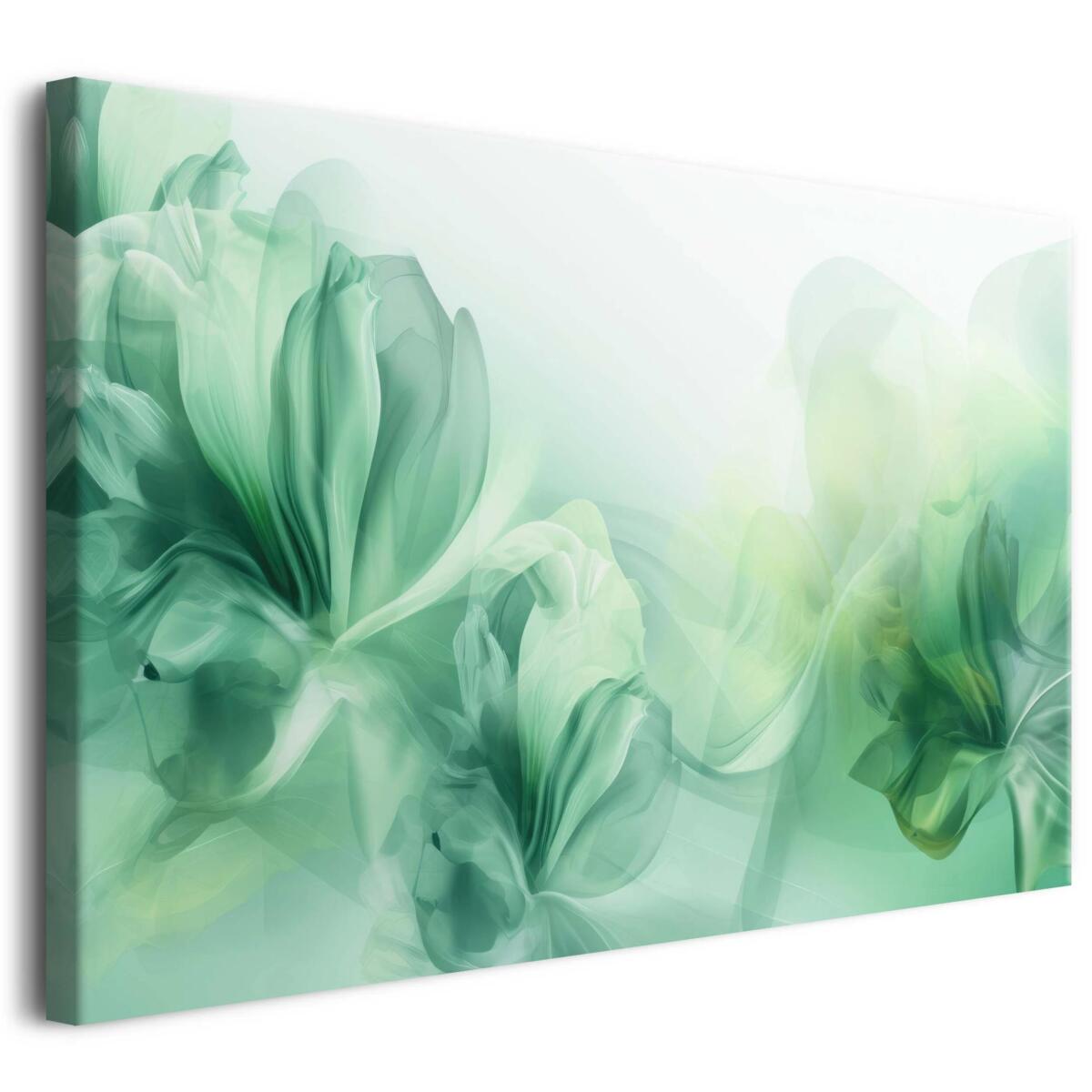 Obraz na płótnie- zielone kwiaty akwarela | Dekoracja na ścianę do sypialni, salonu 81666