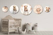 Okrągłe obrazy dla dzieci z Misiami i Gwiazdkami | Bajkowa dekoracja ścienna do pokoju dziecka, przedszkola 42186 - miniaturka 7
