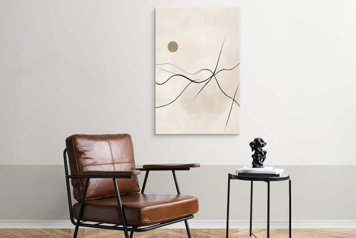 Elegancki Obraz Ecru do Nowoczesnego wnętrza | Minimalistyczna abstrakcja na płótnie O94249 - zdjęcie 6