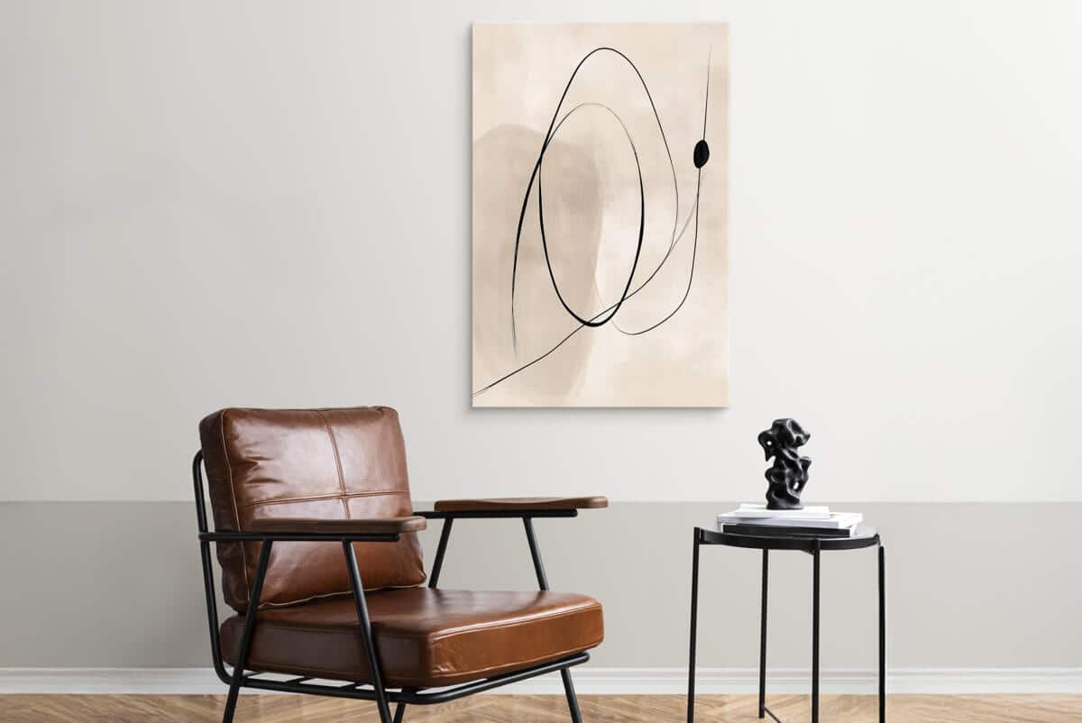 Abstrakcyjny Obraz na płótnie- Czarne linie na beżowym tle O94242 - zdjęcie 6