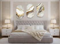 Eleganckie Obrazy- Marmur i Złoto | Tryptyk na ścianę- Elipsy w stylu Glamour 82376 - miniaturka 2