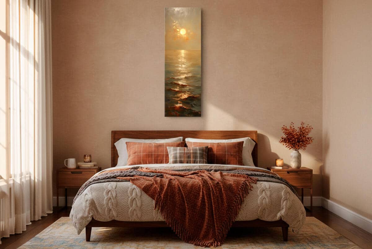 Nowoczesny Obraz do salonu- Zachód Słońca nad Morzem | Złoty Pejzaż Morski 94237 - zdjęcie 4