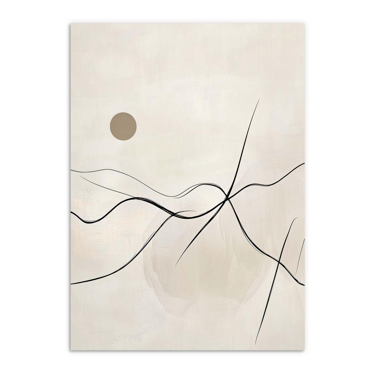 Beżowy Plakat do wnętrz Japandi- Abstrakcyjny Krajobraz Line Art P94249 - zdjęcie 7