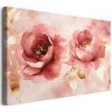 Romantyczny obraz na ścianę– Róże w stylu akwareli ze złotem | Obraz glamour z kwiatami 68219 - miniaturka 1