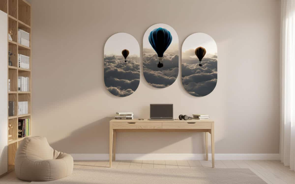 Nowoczesne obrazy na ścianę- Balony w Chmurach | Tryptyk Zachód Słońca 82369 - zdjęcie 7