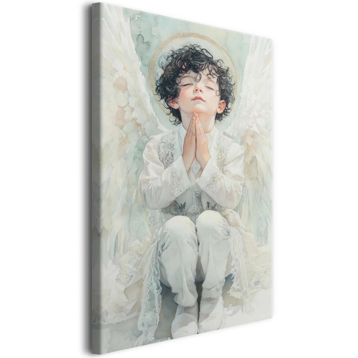 Pamiątkowy Obraz na płótnie- Anioł Stróż | Wyjątkowy prezent dla chłopca z okazji Pierwszej Komunii Świętej 81683