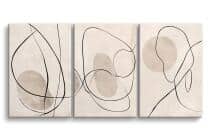 Abstrakcyjny Tryptyk na Ścianę – Czarne Linie i Beżowe Formy | Obrazy Line Art O94247 - miniaturka 1