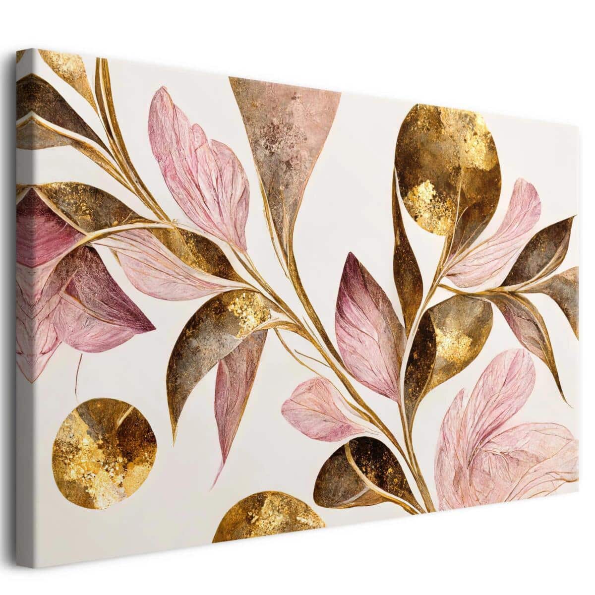 Luksusowy obraz na płótnie – Motyw roślinny ze złotymi akcentami | Nowoczesna dekoracja ścienna w stylu glamour 68221