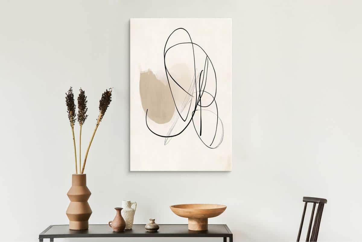 Beżowy Obraz Abstrakcja Line Art | Dekoracja do wnętrz Japandi O94245 - zdjęcie 7