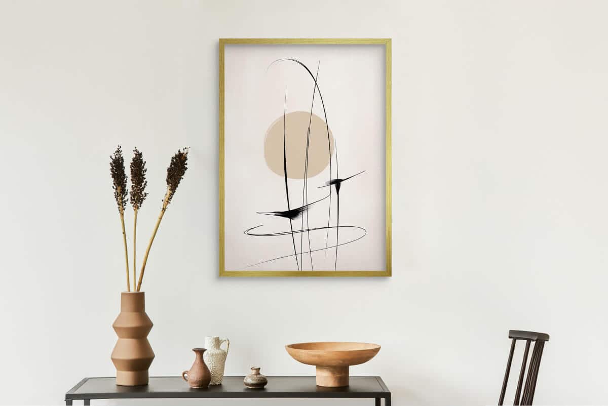 Plakat Góry i Jezioro- Zamglony Krajobraz w beżu i brązie P94240 - zdjęcie 3