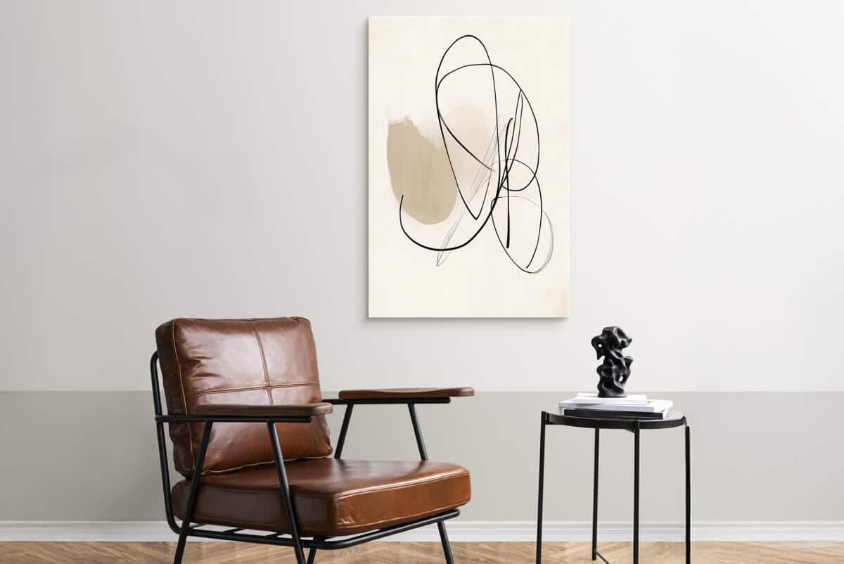 Beżowy Obraz Abstrakcja Line Art | Dekoracja do wnętrz Japandi O94245 - zdjęcie 5