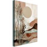 Abstrakcyjny beżowy krajobraz- dekoracja ścienna do wnętrz boho | Obraz na płótnie w kolorach ziemi 68207 - miniaturka 1