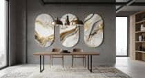 Eleganckie Obrazy- Marmur i Złoto | Tryptyk na ścianę- Elipsy w stylu Glamour 82376 - miniaturka 4