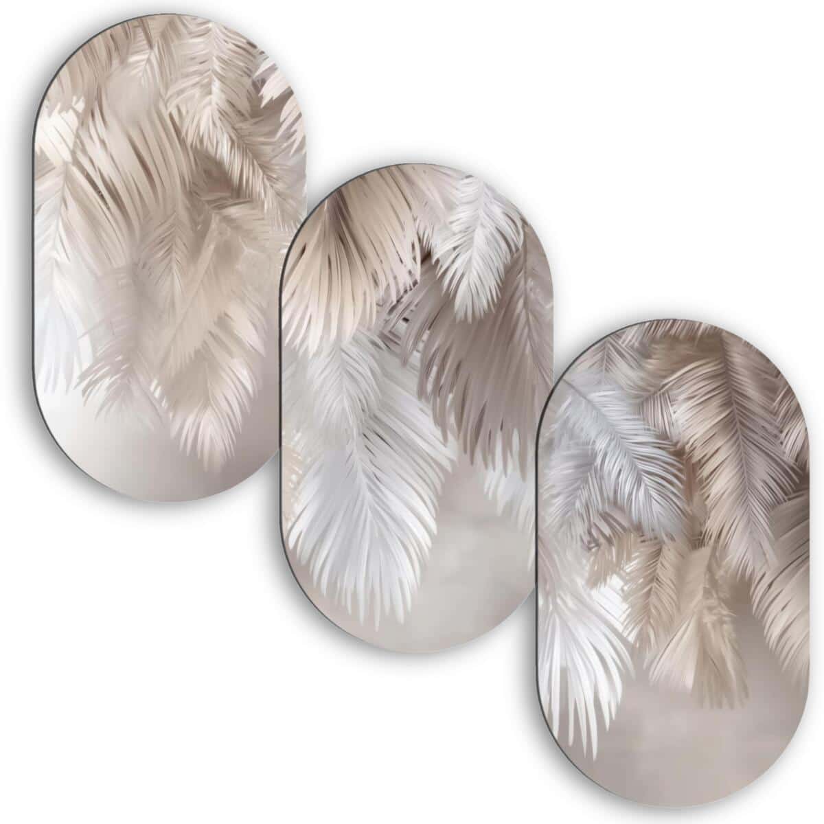 Obraz Boho- Liście Palmowe | Beżowa Dekoracja Ścienna | Elegancki Tryptyk Roślinny 82374 - zdjęcie 1