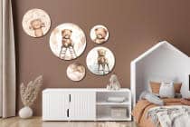 Okrągłe obrazy dla dzieci z Misiami i Gwiazdkami | Bajkowa dekoracja ścienna do pokoju dziecka, przedszkola 42186 - miniaturka 4