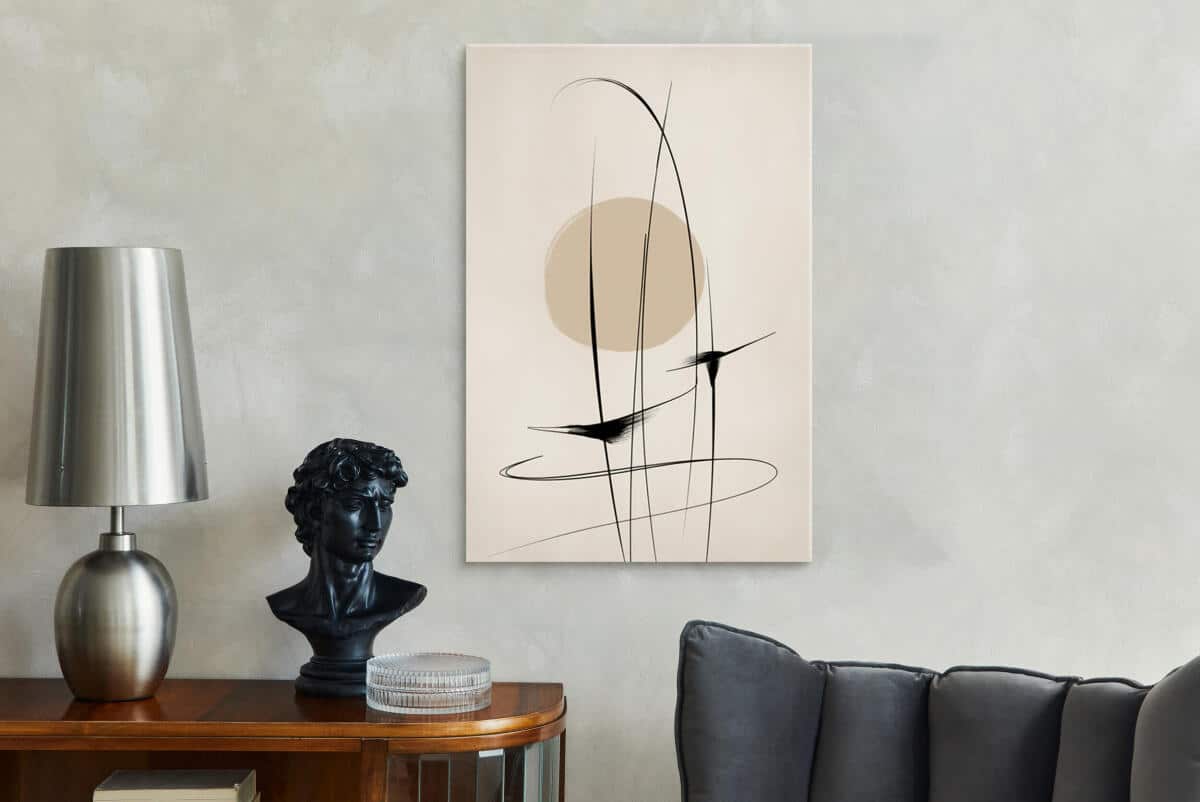 Nowoczesny Obraz na płótnie- Beżowa Abstrakcja | Minimalistyczny styl Line Art  O94240 - zdjęcie 5