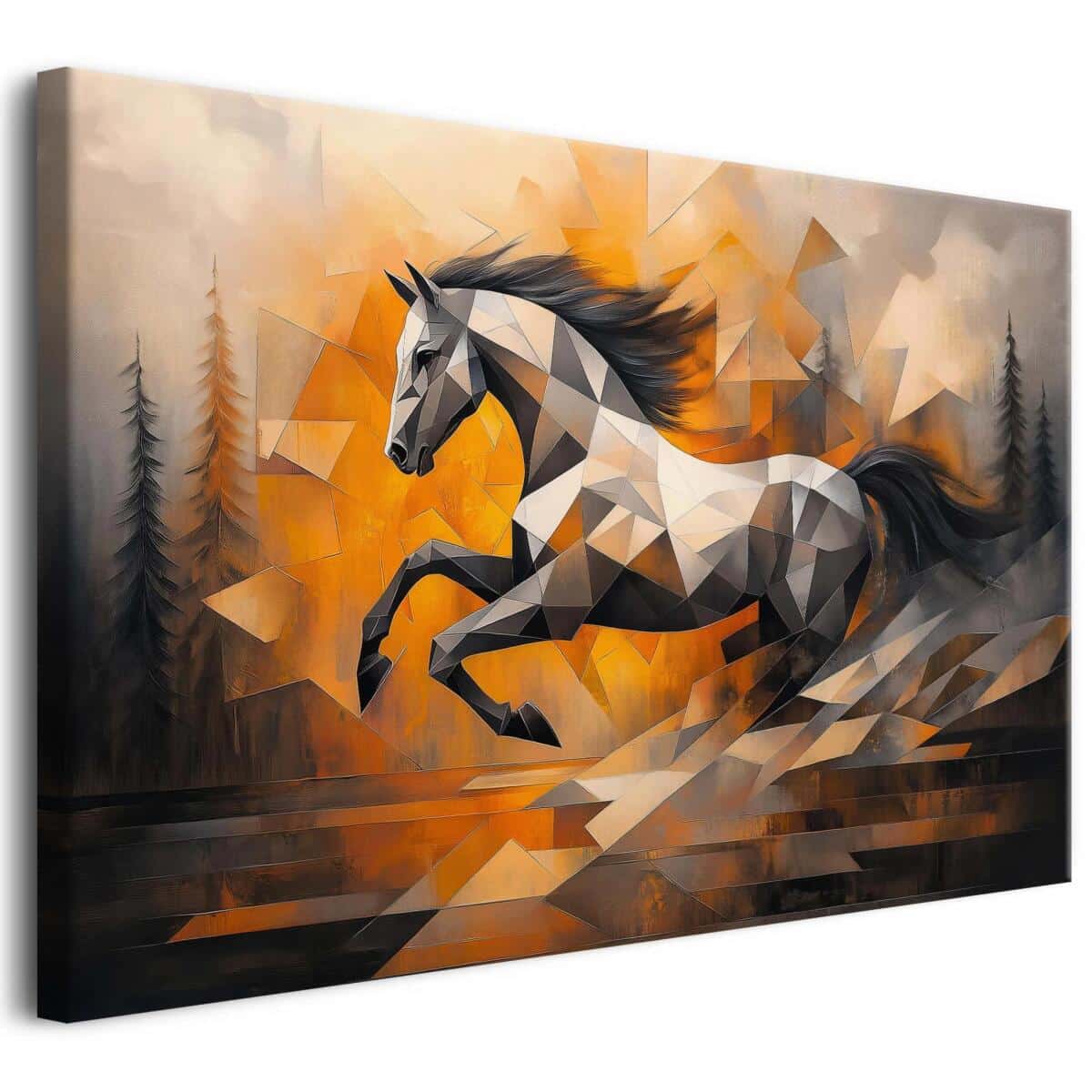 Obraz abstrakcyjny na płótnie- geometryczny koń w galopie 94085