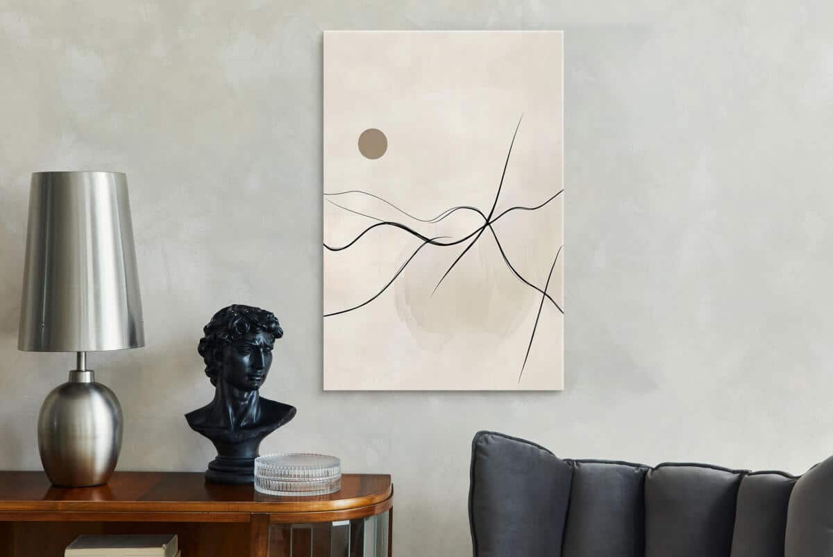 Elegancki Obraz Ecru do Nowoczesnego wnętrza | Minimalistyczna abstrakcja na płótnie O94249 - zdjęcie 5