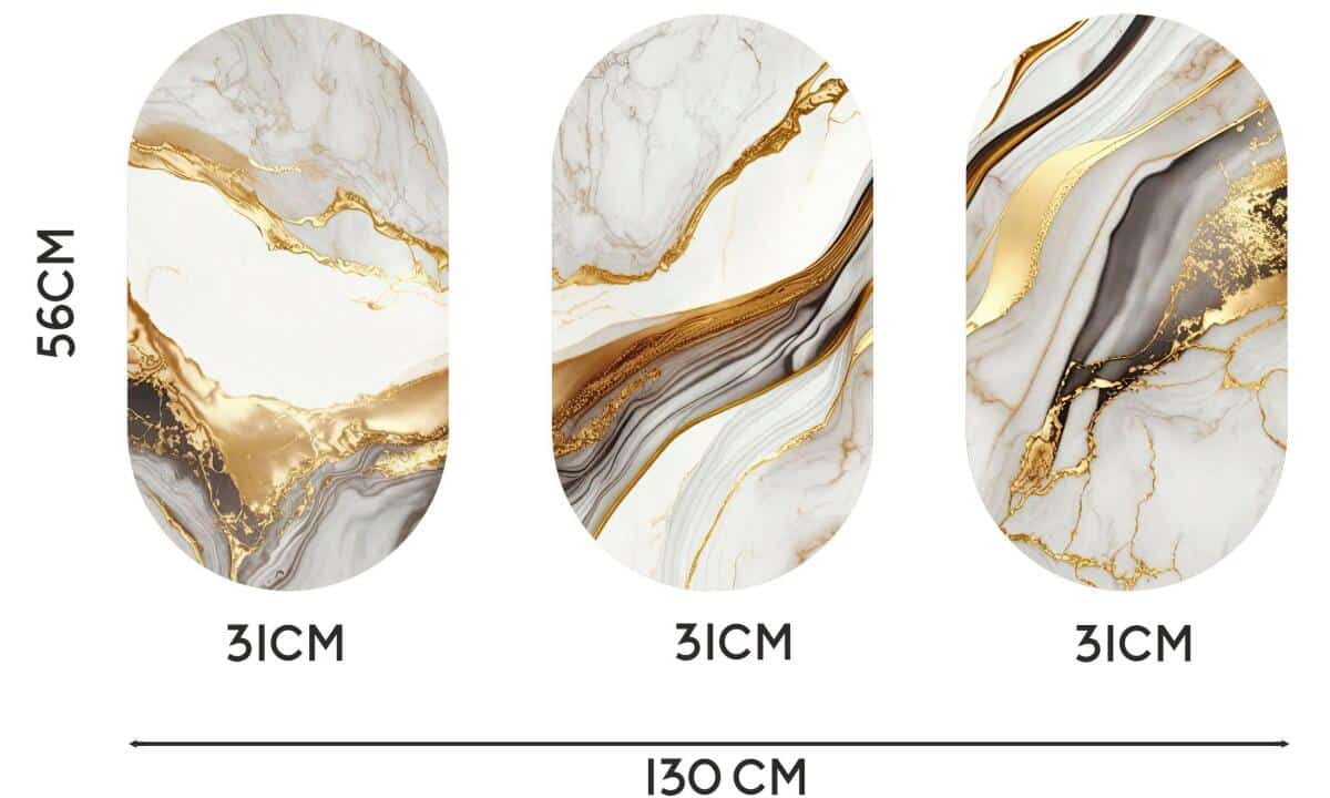 Eleganckie Obrazy- Marmur i Złoto | Tryptyk na ścianę- Elipsy w stylu Glamour 82376 - zdjęcie 8