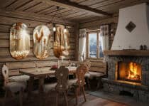 Eleganckie Obrazy na ścianę- Złoty Las i Trawa Pampasowa | Zestaw 3 Owalnych Obrazów Boho 82372 - miniaturka 2