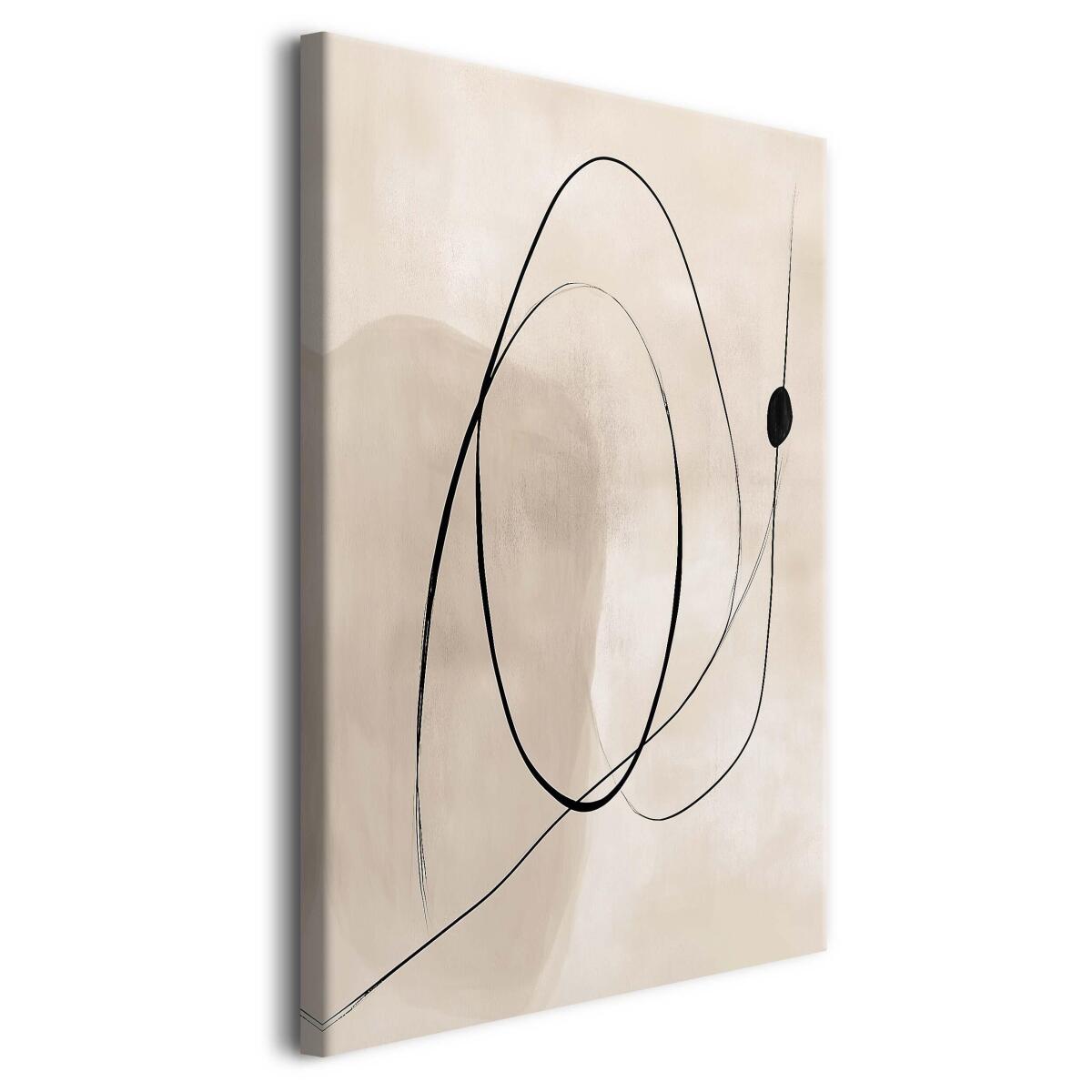 Abstrakcyjny Obraz na płótnie- Czarne linie na beżowym tle O94242