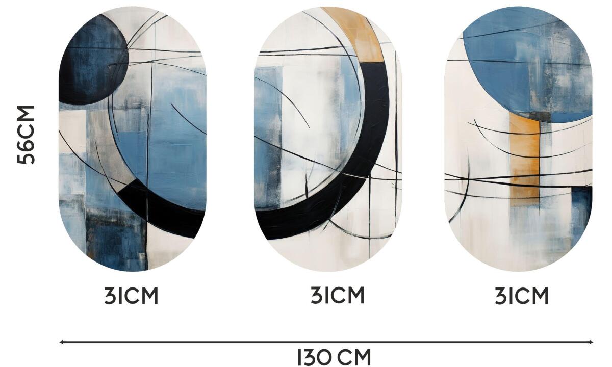Abstrakcyjne Obrazy w Kształcie Elipsy- Dekoracja ścienna w stylu Loft 82378 - zdjęcie 2