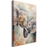 Obraz do salonu w stylu akwareli- Słonie w pastelowych kolorach | Nowoczesna dekoracja na ścianę | Obraz Słonie na Płótnie 68114 - miniaturka 2