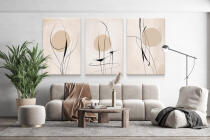 Tryptyk do sypialni i salonu- Line Art na beżowym tle | Abstrakcyjne Obrazy na płótnie O94246 - miniaturka 3