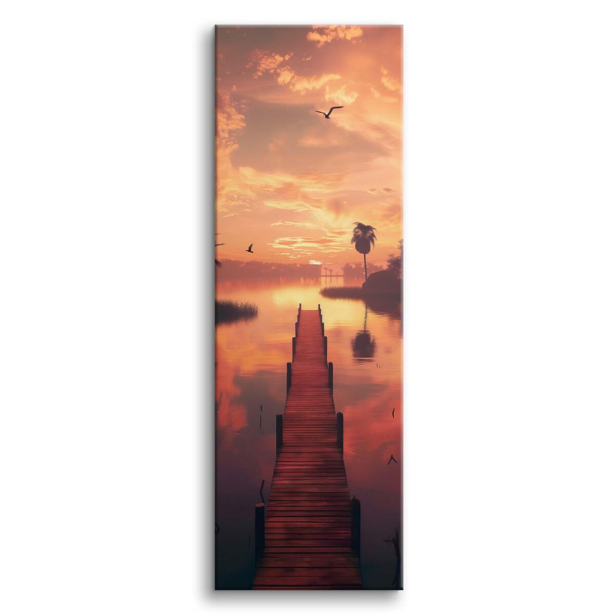 Obraz na Płótnie – Jezioro o Zachodzie Słońca, Krajobraz Tropikalny 94236 - zdjęcie 2