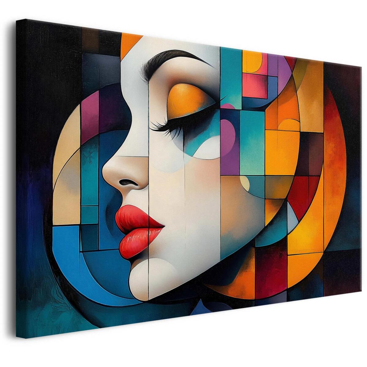 Obraz na Ścianę – Kubistyczna Twarz Kobiety | Nowoczesna Sztuka Abstrakcyjna | Designerska Dekoracja do Salonu 94089