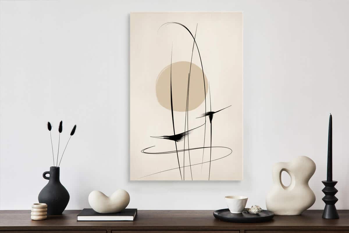 Nowoczesny Obraz na płótnie- Beżowa Abstrakcja | Minimalistyczny styl Line Art  O94240 - zdjęcie 4