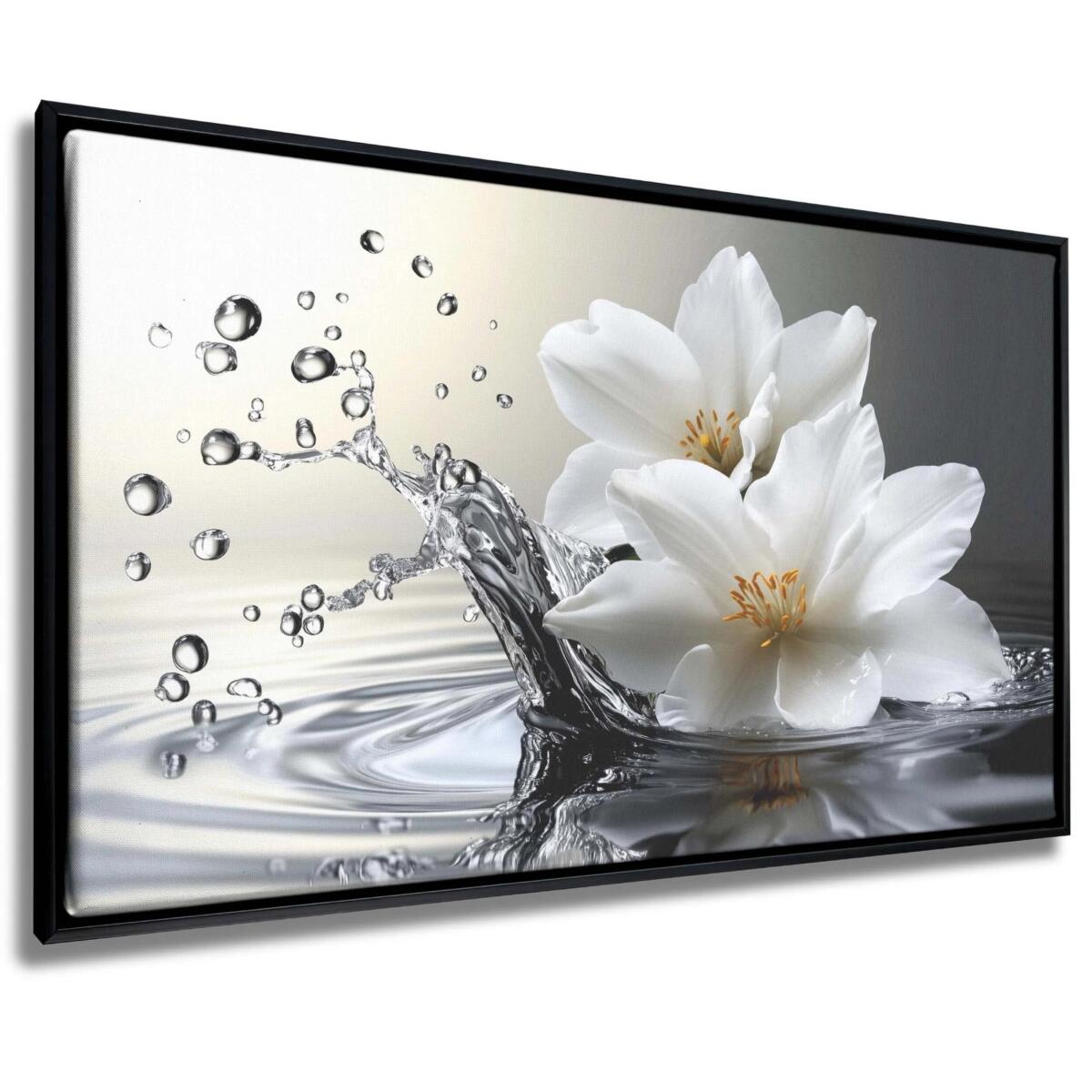 Obraz na płótnie w Ramie American Box | Białe Lilie w wodzie- relaksująca dekoracja SPA ZEN R20969
