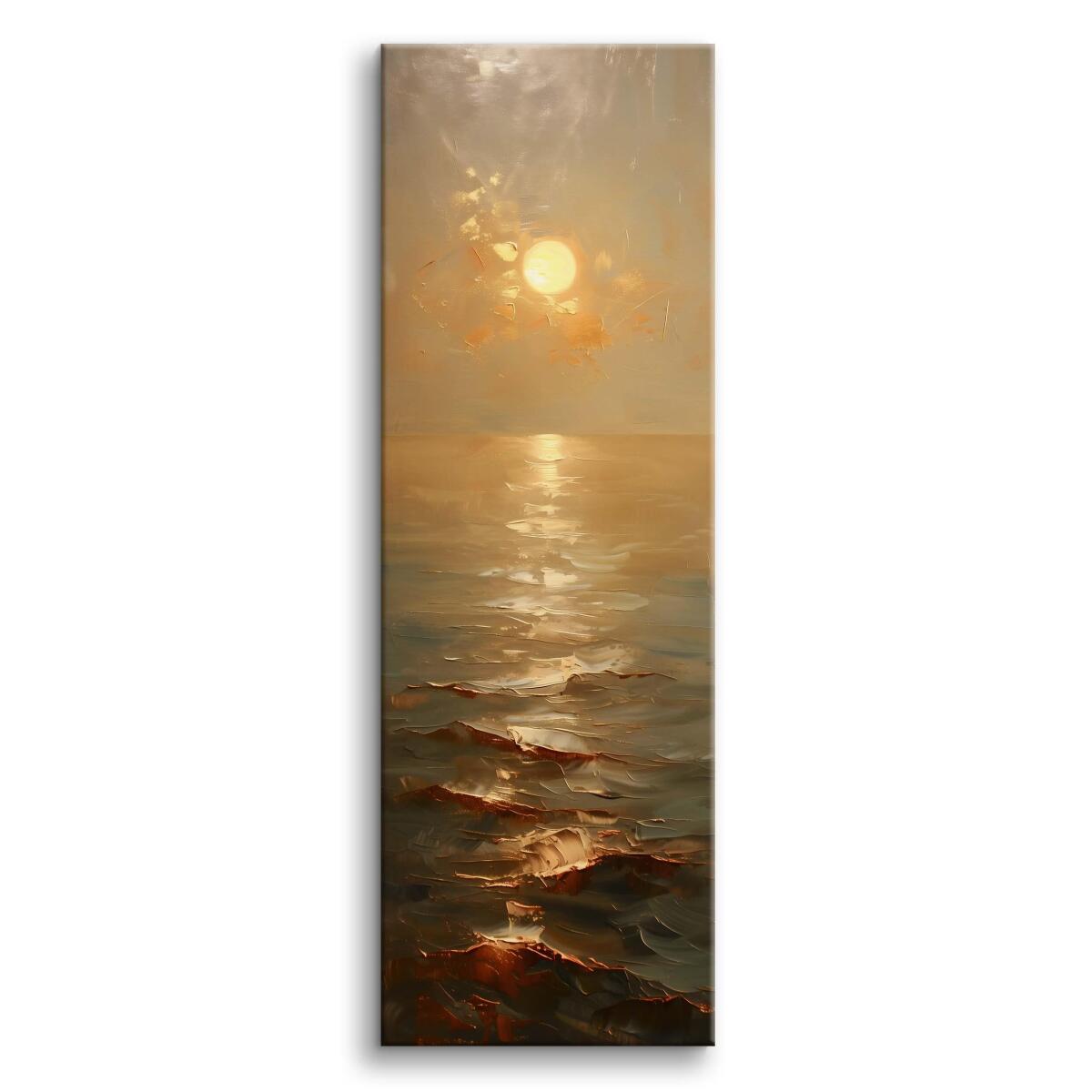 Nowoczesny Obraz do salonu- Zachód Słońca nad Morzem | Złoty Pejzaż Morski 94237 - zdjęcie 2