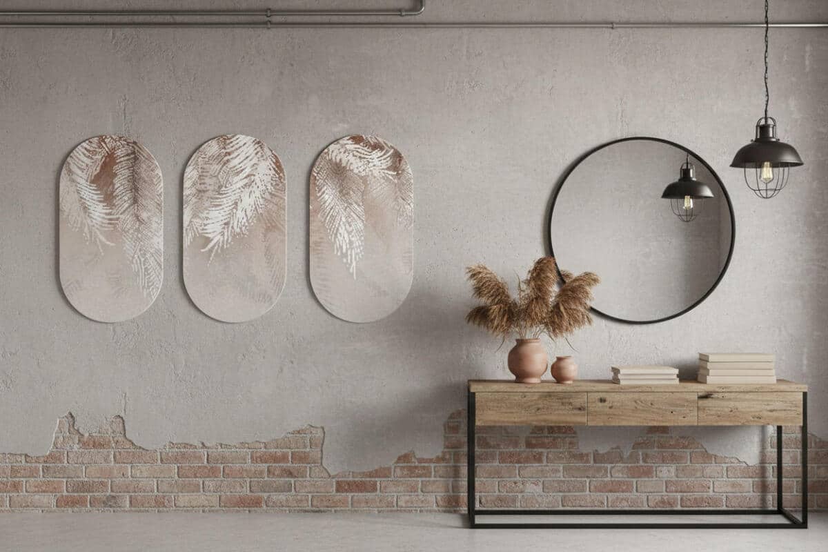 Beżowe Obrazy Boho- Tropikalne Liście | Nowoczesny Tryptyk na ścianę 82377 - zdjęcie 3