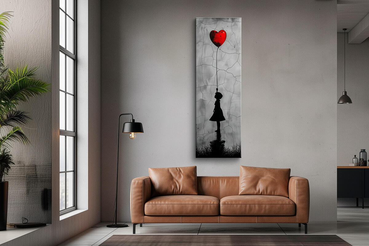 Artystyczny Obraz na płótnie– Dziewczynka z Czerwonym Balonem w Stylu Banksy 94227 - zdjęcie 5