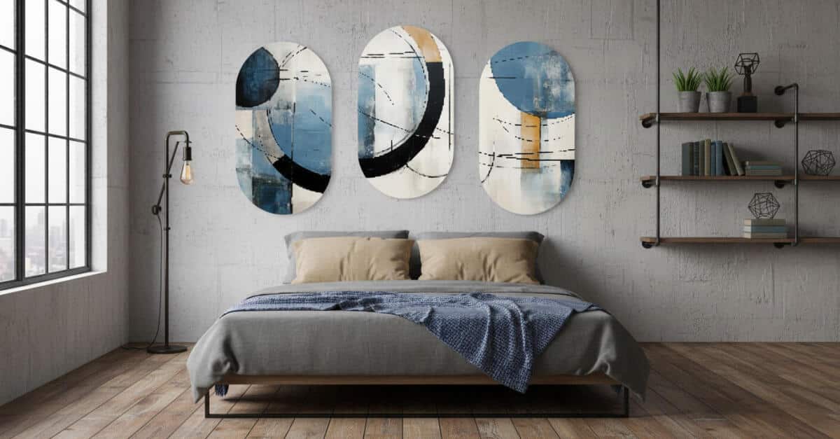 Abstrakcyjne Obrazy w Kształcie Elipsy- Dekoracja ścienna w stylu Loft 82378 - zdjęcie 4