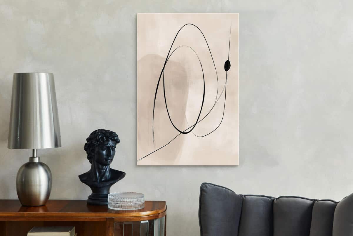 Abstrakcyjny Obraz na płótnie- Czarne linie na beżowym tle O94242 - zdjęcie 5