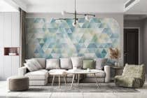 Oryginalna Fototapeta w Odcieniach Błękitu i Mięty | Pastelowe trójkąty do nowoczesnych wnętrz, pokoju młodzieżowego 81895 - miniaturka 3