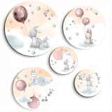 Zestaw Dziecięcych Obrazków Koła – Urocze Króliki | Komplet dekoracji ściennych boho do pokoju dziecka 42187 - miniaturka 1