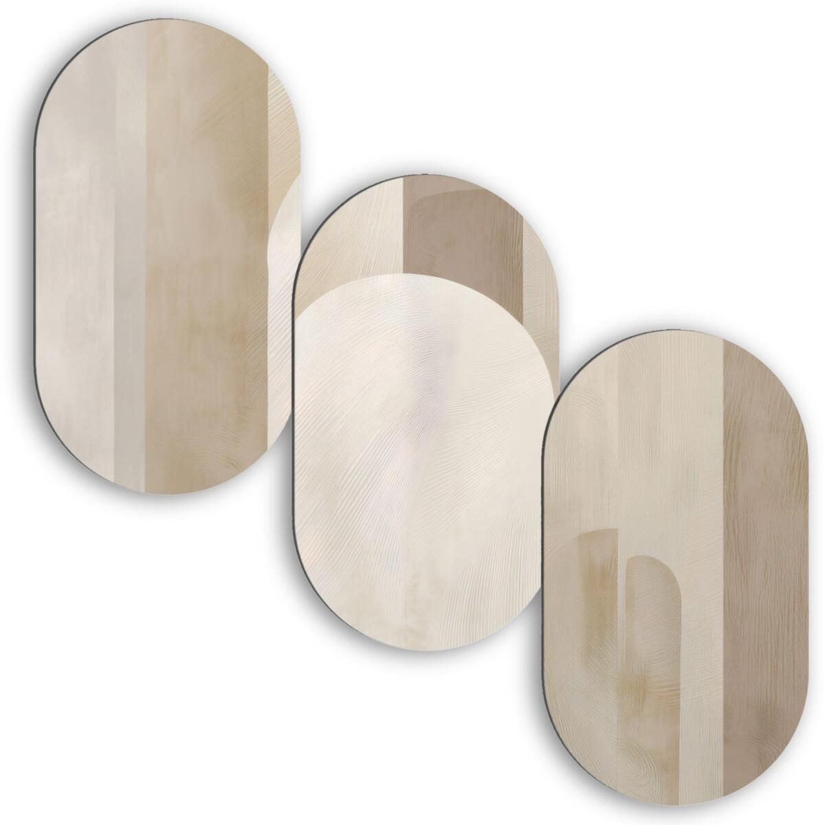 Nowoczesny Tryptyk na ścianę- Beżowa Abstrakcja | Minimalistyczne Obrazy do Salonu i Sypialni 82373 - zdjęcie 1