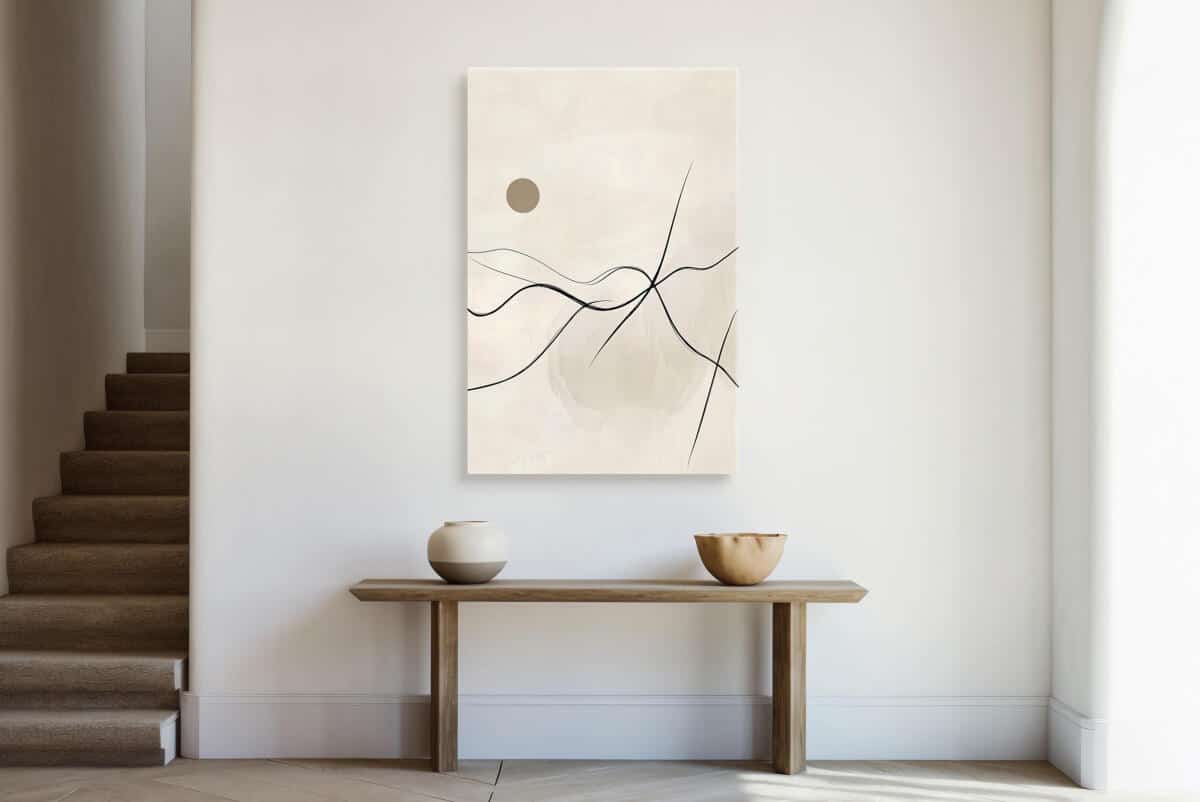 Elegancki Obraz Ecru do Nowoczesnego wnętrza | Minimalistyczna abstrakcja na płótnie O94249 - zdjęcie 3