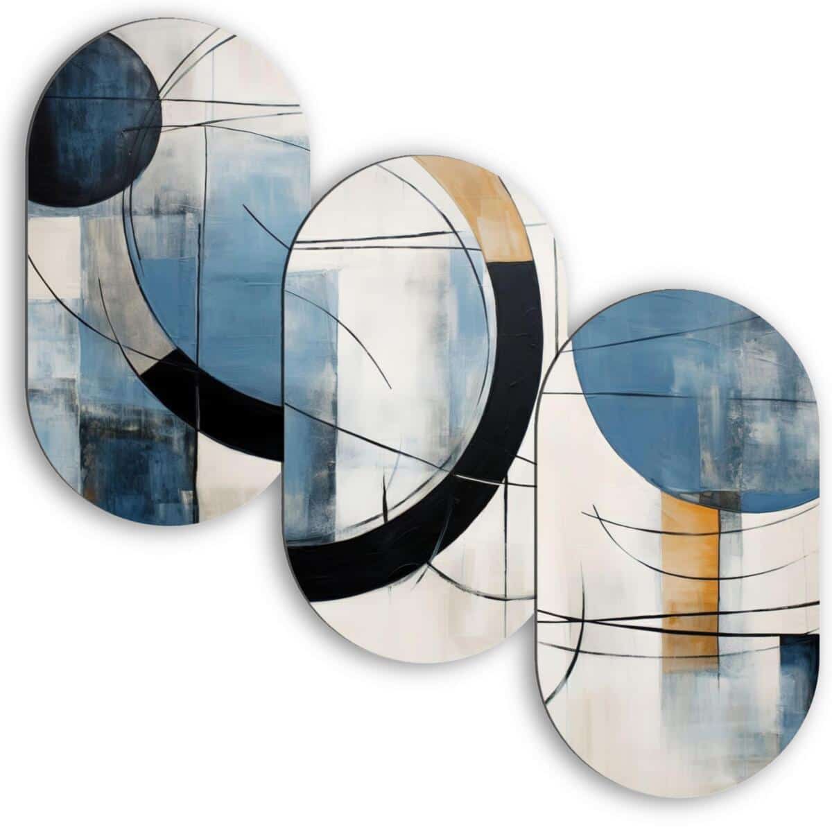 Abstrakcyjne Obrazy w Kształcie Elipsy- Dekoracja ścienna w stylu Loft 82378 - zdjęcie 1