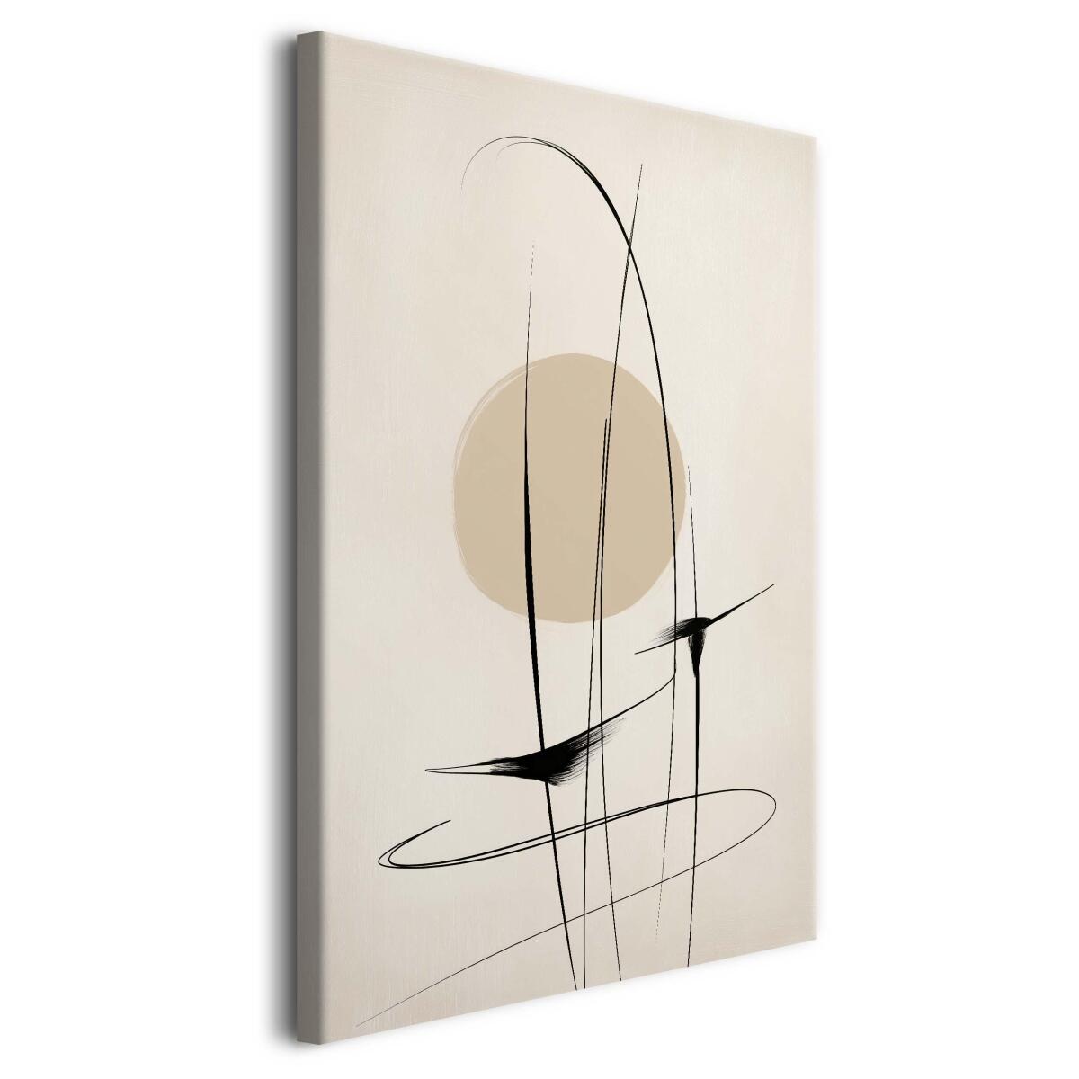 Nowoczesny Obraz na płótnie- Beżowa Abstrakcja | Minimalistyczny styl Line Art  O94240