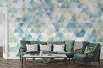 Oryginalna Fototapeta w Odcieniach Błękitu i Mięty | Pastelowe trójkąty do nowoczesnych wnętrz, pokoju młodzieżowego 81895 - miniaturka 2
