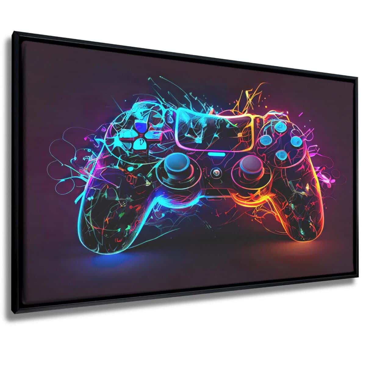 Obraz na płótnie w Ramie American Box | Neonowy kontroler, pad- dekoracja do pokoju gracza R64614